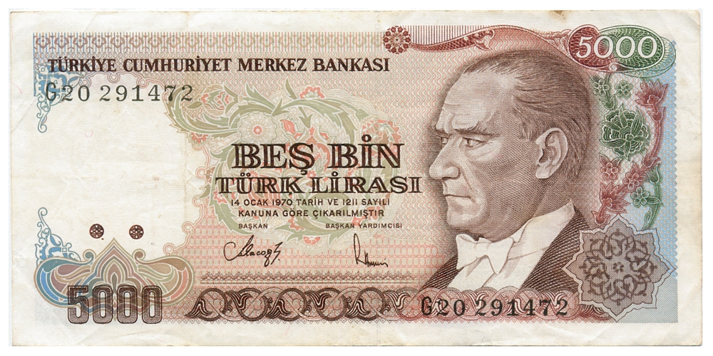 Billete Turquia 5000 Liras 1990  - Numisfila