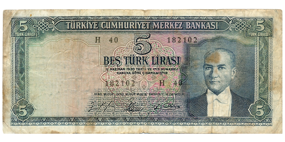 Turquia Billete 5 Lira 1965 Mustafa Kemal Atatürk - Numisfila
