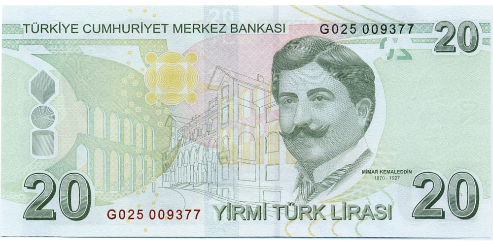Billete Turquia 20 Lira 2009-2020   - Numisfila
