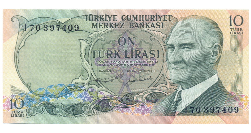 Billete Turquía 10 Lira 1970  - Numisfila