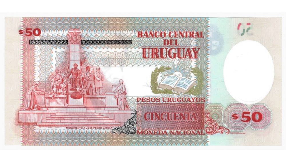 Billete Plástico Uruguay 50 Pesos Uruguayos 2020 José Pedro Valera  - Numisfila