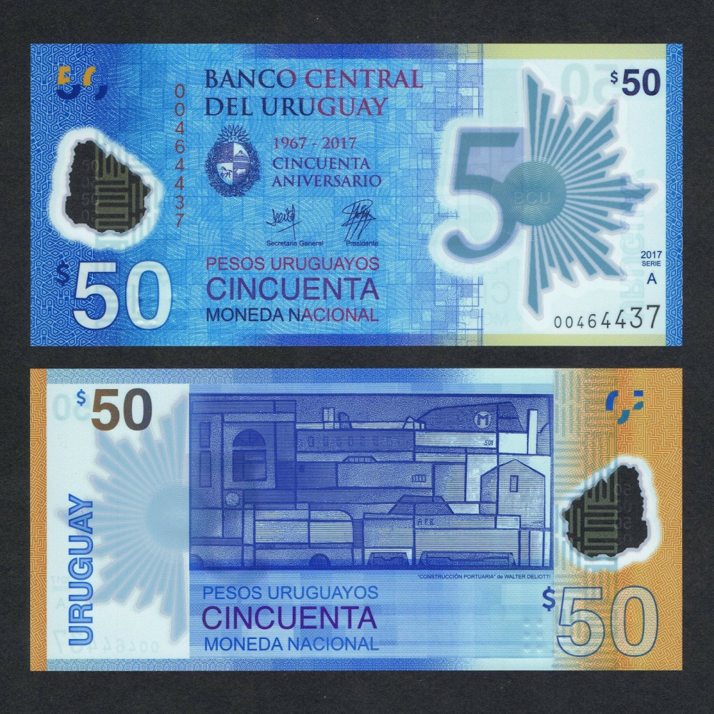 Billete Plastico Uruguay 50 Pesos Uruguayos 2017 - Numisfila