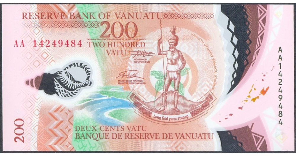 Billete Plástico Vanuatu 200 Vatu 2014  - Numisfila
