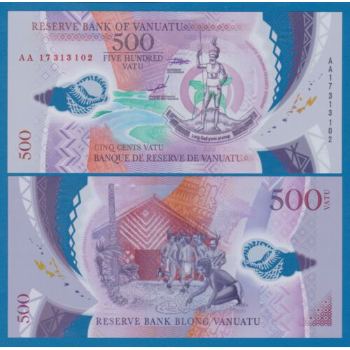 Billete Plástico Vanuatu 500 Vatu 2017  - Numisfila