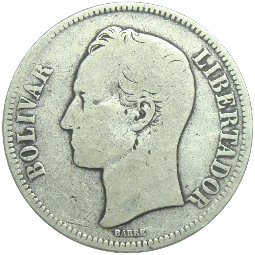  Moneda 5 Bolívares Fuerte de 1888 2do 8 Bajo  - Numisfila