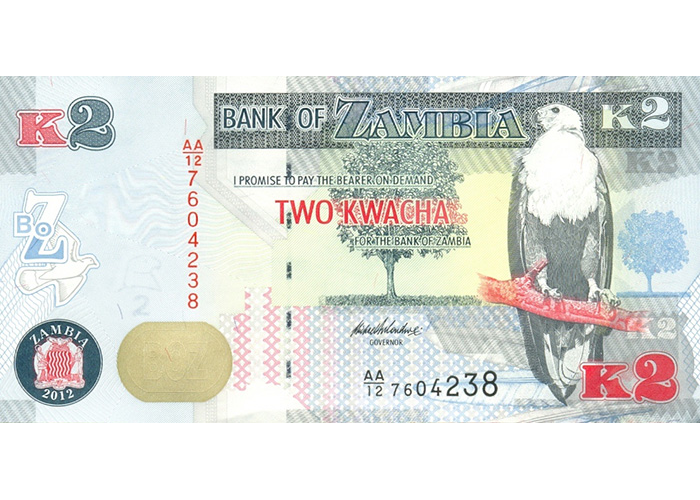 Billete Zambia 2 Kwacha 2012 Antilope  - Numisfila