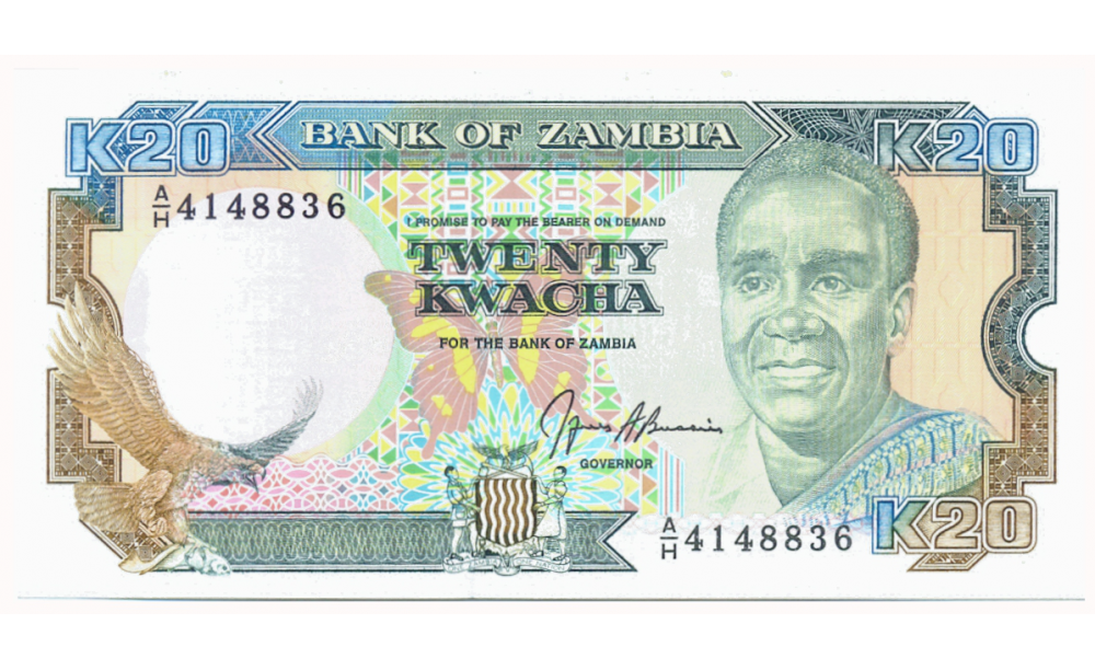Billete Zambia 20 Kwacha 1989-1991 Presidente Kaunda - Numisfila