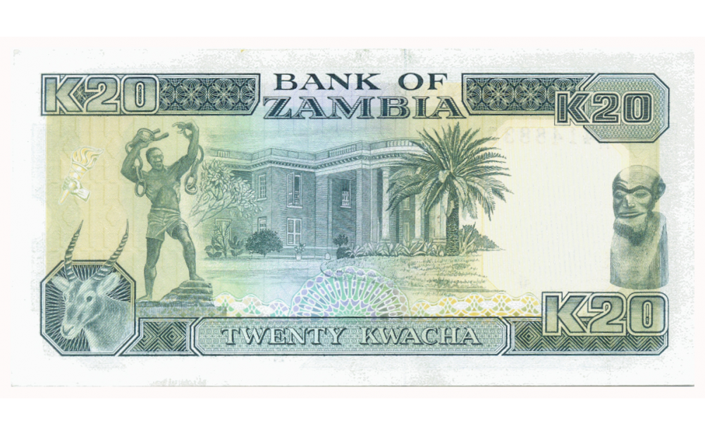 Billete Zambia 20 Kwacha 1989-1991 Presidente Kaunda  - Numisfila
