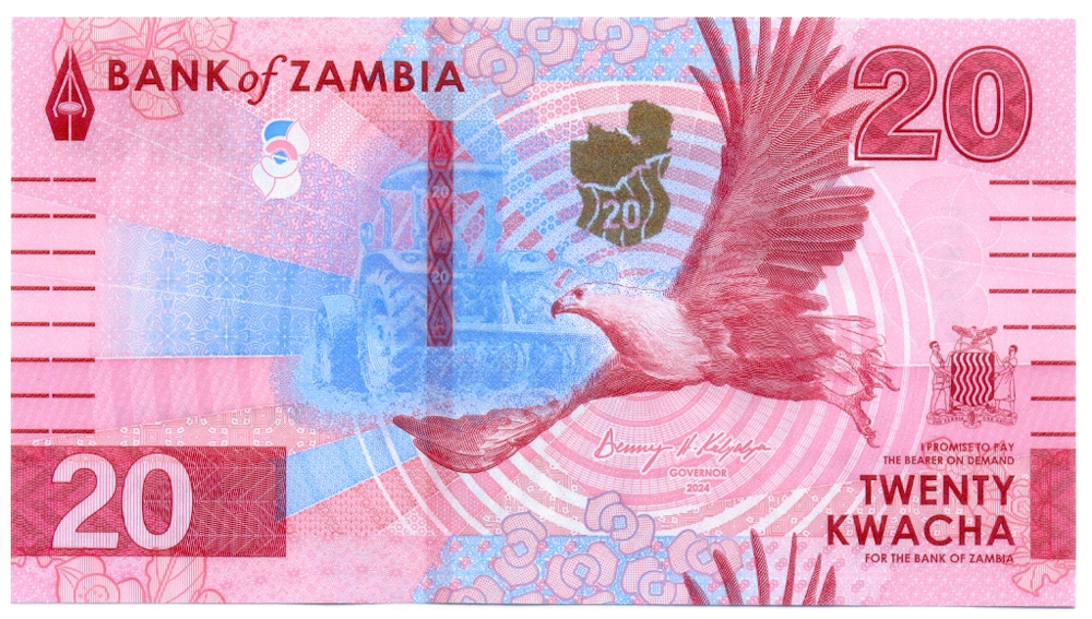 Billete Hibrido Zambia 20 Kwacha 2024-2025  - Numisfila