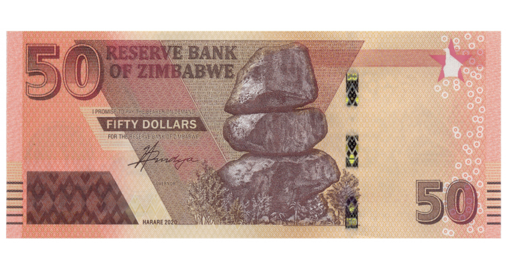 Billete Híbrido Zimbabwe 50 Dólares 2020   - Numisfila