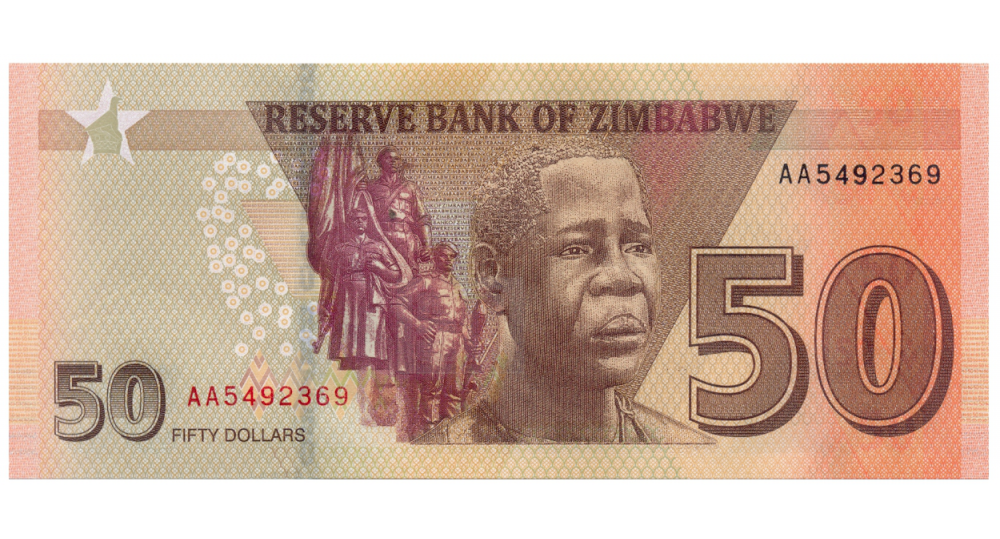 Billete Híbrido Zimbabwe 50 Dólares 2020   - Numisfila