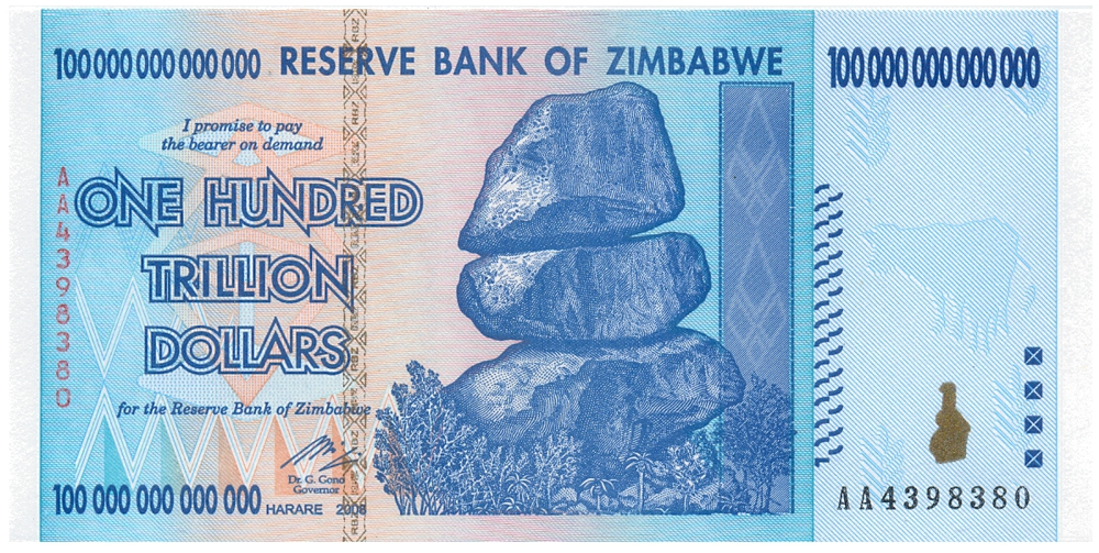 Billete Zimbabwe 100.000.000.000.000 Dollars 2008  - Numisfila