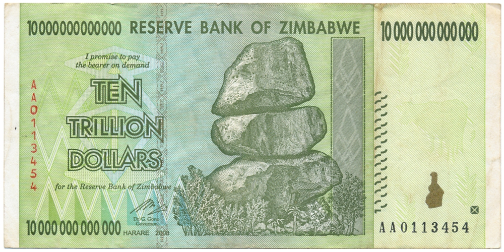 Billete Zimbabwe 10.000.000.000.000 Dollars 2008 - Chiremba Rocas en Equilibrio - Numisfila