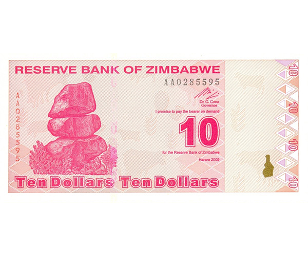 Billete Zimbabwe 10 Dolares 2009 - Numisfila