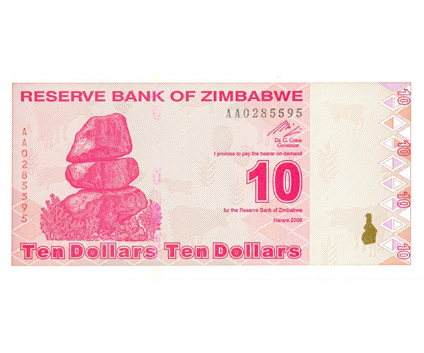 Billete Zimbabwe 10 Dolares 2009  - Numisfila