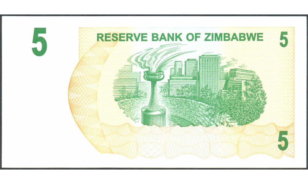Billete Zimbabwe 5 Dolares 2006  - Numisfila